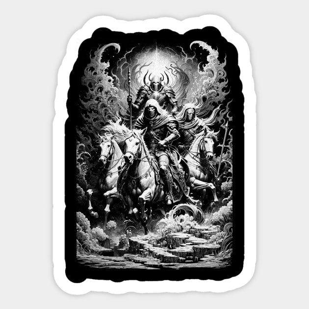 Four Horsemen of the Apocalypse Sticker by lyndsey craven